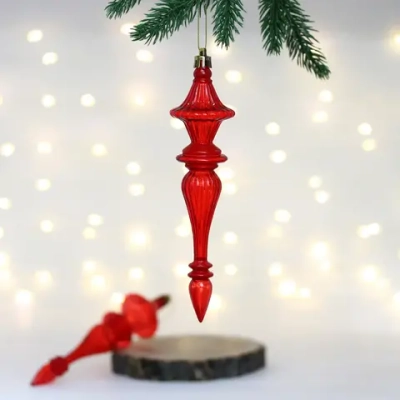 Елочные украшения «Изящные переливы» 4.5*4.5*19 см (набор 2 шт), Красный