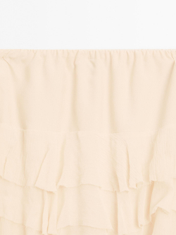Massimo Dutti Короткая юбка с воланами, кремовый