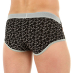 Черные мужские трусы-брифы с принтом в виде звездочек и контрастной резинкой (Размер: L) (Цвет: черный)