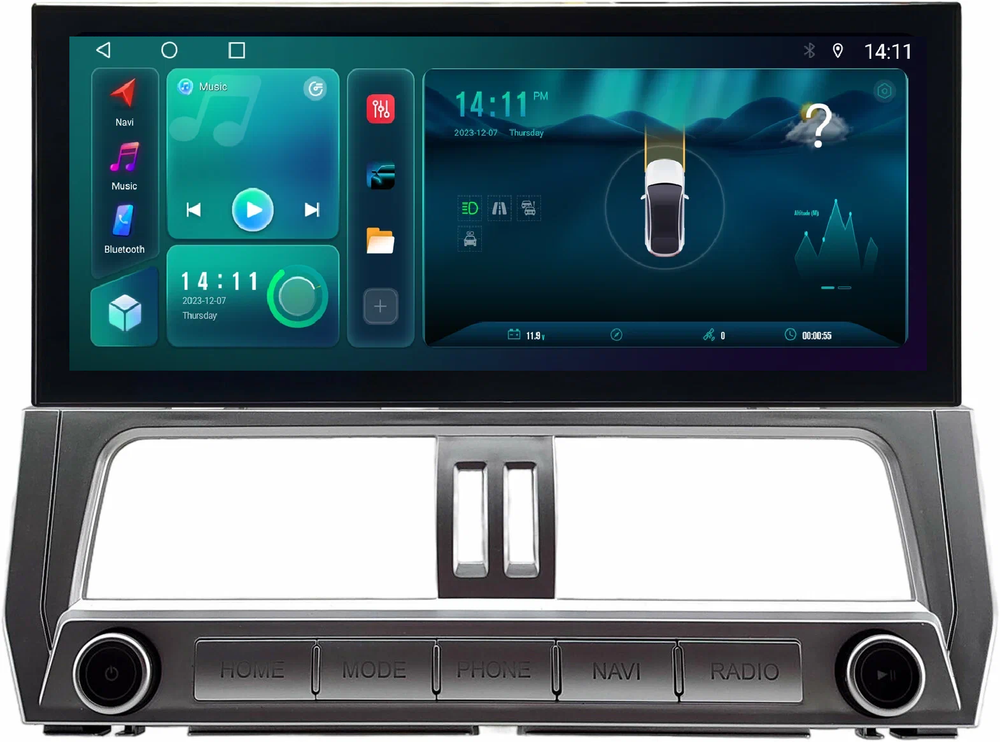 Магнитола для Toyota Land Cruiser Prado 150 2017-2019 - Carmedia KP-T1211FW монитор 12.5" в стиле LEXUS на Android 12, TS10, CarPlay, 4G SIM-слот