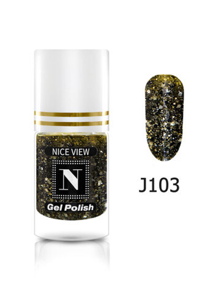 Nice View Гель-лак для ногтей Luma Glitte, J-103, Black Gold, 7 мл
