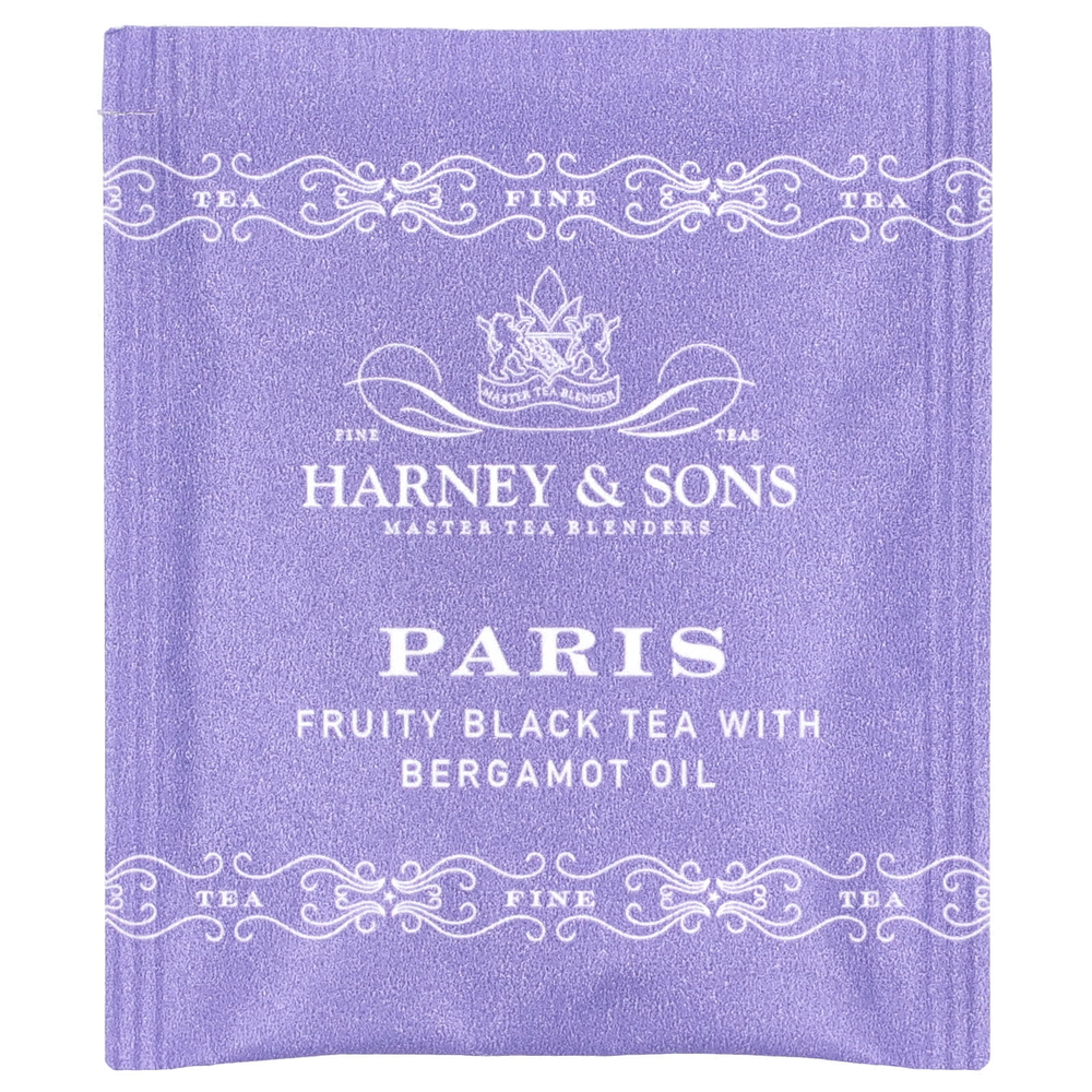 Harney & Sons, Фруктовый черный чай с бергамотом, Париж, 50 чайных пакетиков, 90 г (3,17 унции)