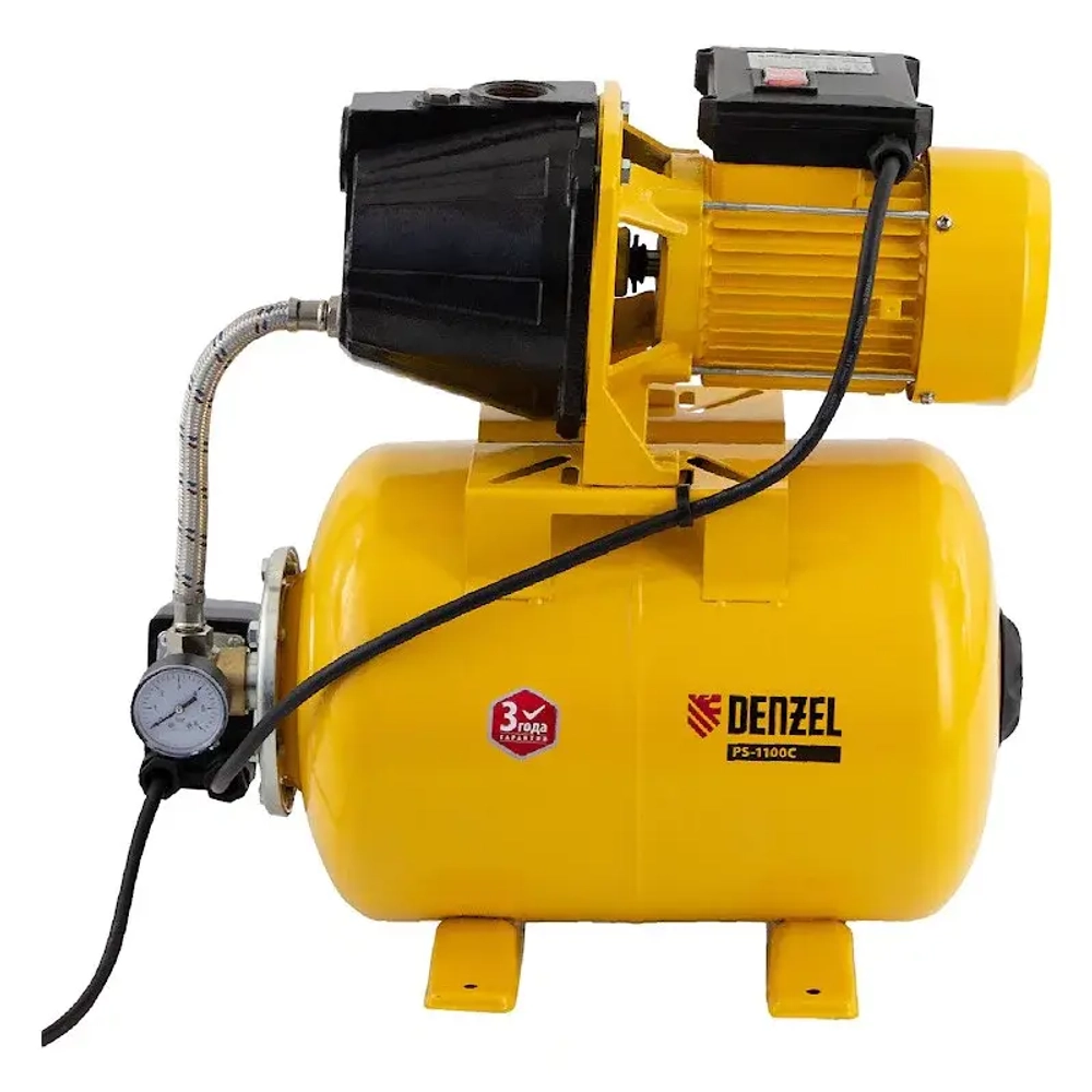 DENZEL PS1100С насосная станция 1100 вт, 4500 л/ч, ресивер 24 л, высота подъема 46 м 97215