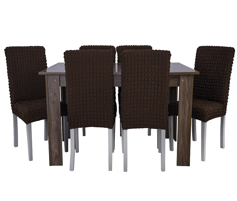 Чехол на стул без оборки со спинкой, цвет Кофе, Набор 4 шт.