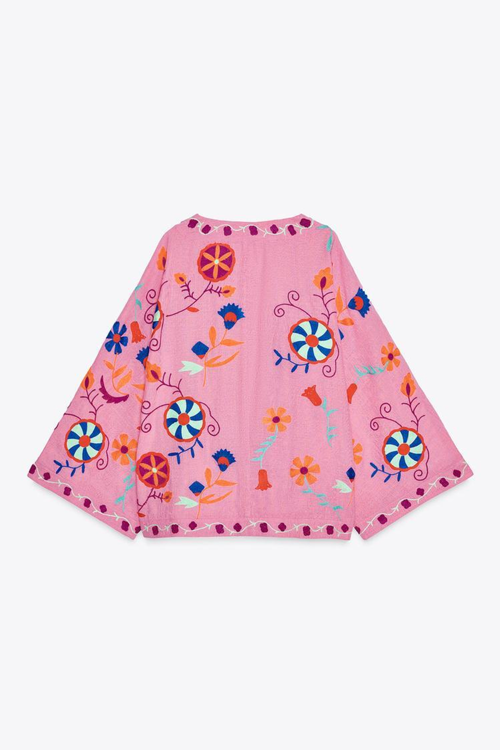 ZARA КАФТАН С ВЫШИВКОЙ, РОЗОВЫЙ