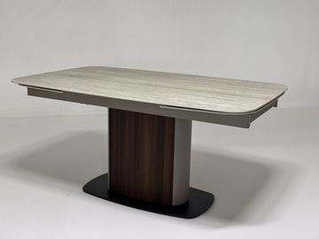 Стол DAGFINN 160 IVORY TRAVERTINE SOLID CERAMIC / Кофе / Орех