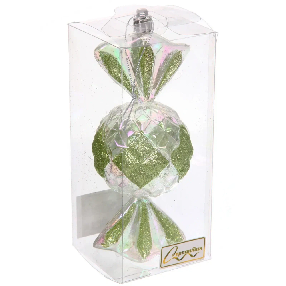Елочная игрушка «Сладкая конфетка» 6,3*6,3*15 см, Салатовый