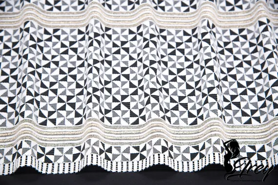 260 Кружево эластичное 19,5 см, Италия, белый/черный