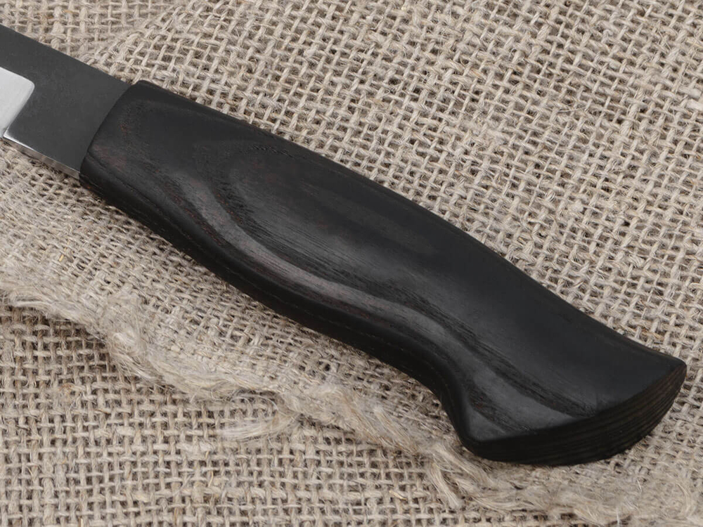 Финский нож Леуку, сталь Х12МФ, рукоять черный мореный ясень