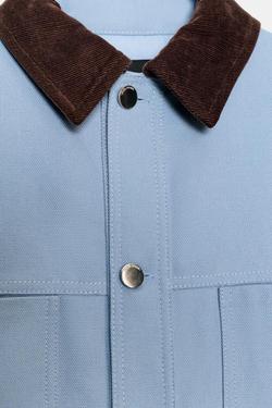 ZARA СТЕГАНАЯ КУРТКА С КОМБИНИРОВАННЫМ ВОРОТНИКОМ, НЕБЕСНО-ГОЛУБОЙ