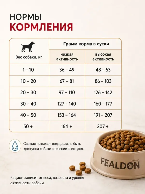 Сухой корм Fealdon для взрослых собак средних и крупных пород из ягненка