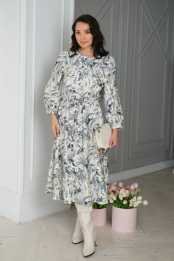 Платье с ассиметричным воланом из вискозы