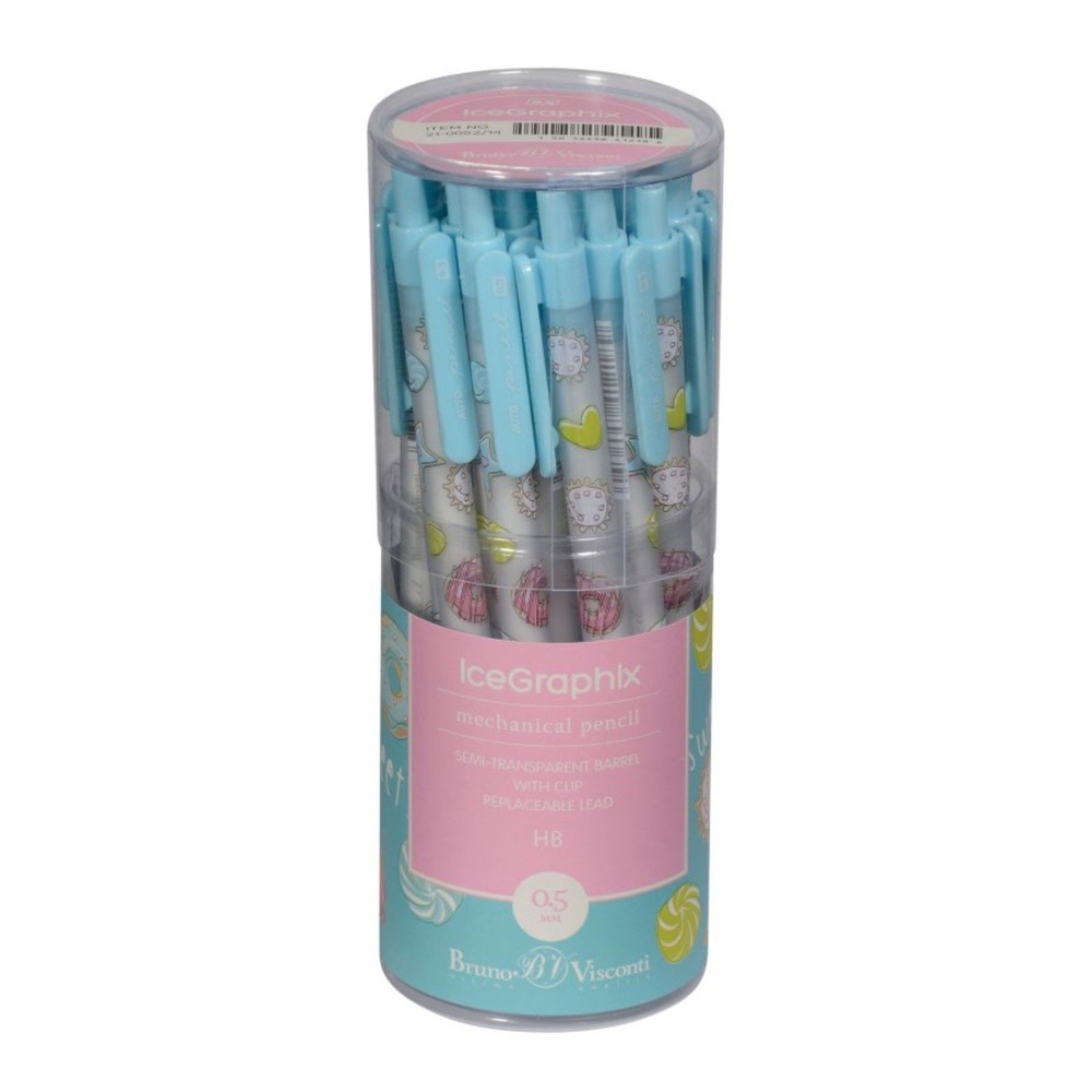 Карандаш механический 0.5 мм BrunoVisconti. IceGraphix Сладкое настроение. Пончики , НВ, пластиковый корпус