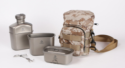 Комплект титановой армейской посуды в чехле (Langtu)