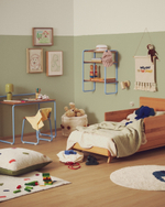 Tinn Стул из ясеневого шпона с синей металлической конструкцией