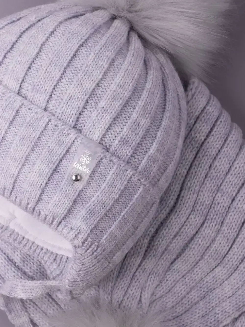 Шапка детская зимняя с помпоном и шарф