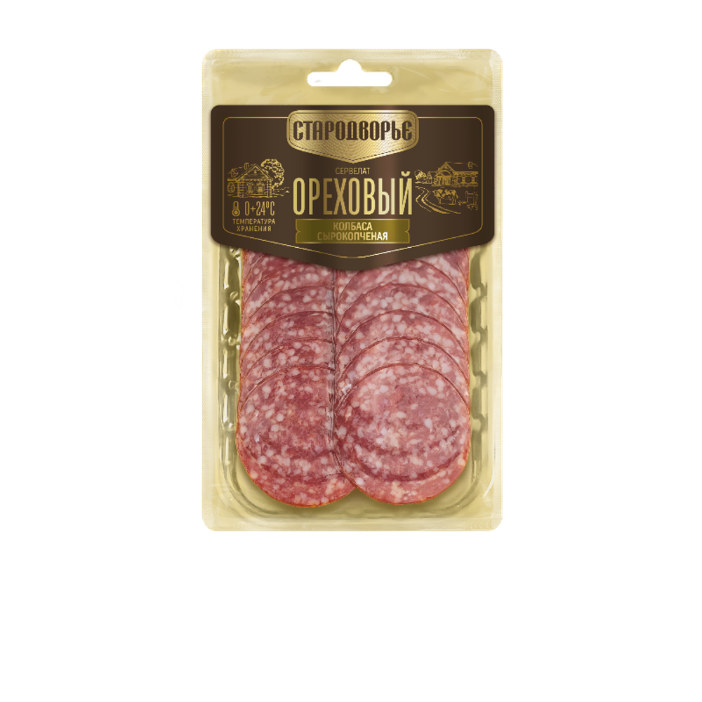 Сервелат сырокопченый Ореховый, Стародворье, 70г