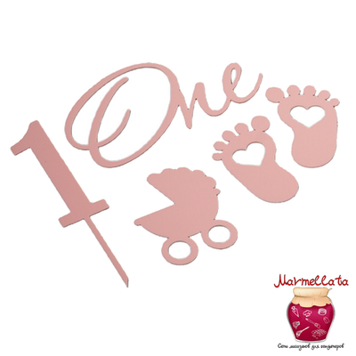 Топпер без шпажки "Детский набор", цвет розовый, 5 шт.