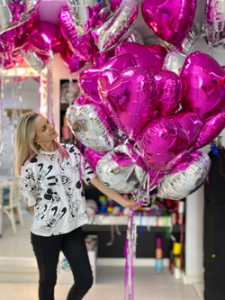 Воздушные шары сердца с дождиком №2399