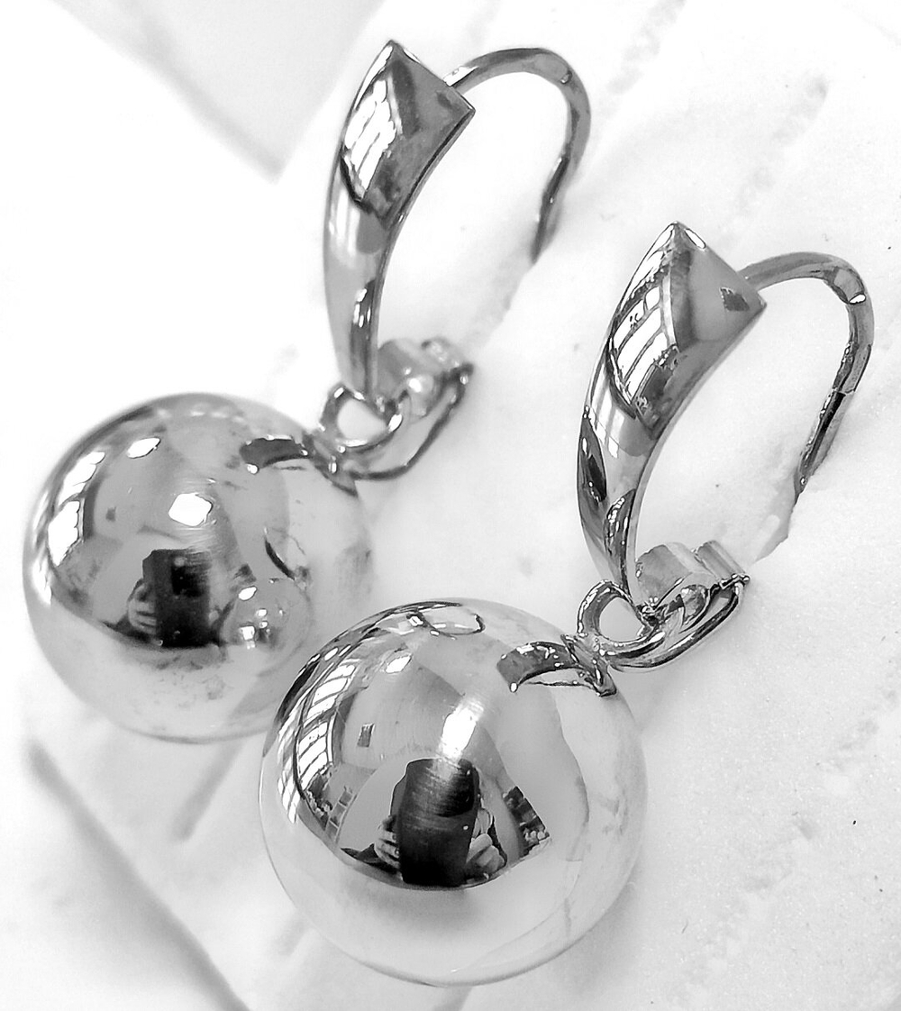 Ювелирные серьги шары из серебра