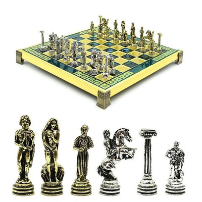 Шахматы сувенирные с металлическими фигурами "Подвиги Геракла" 205*205мм. Marinakis