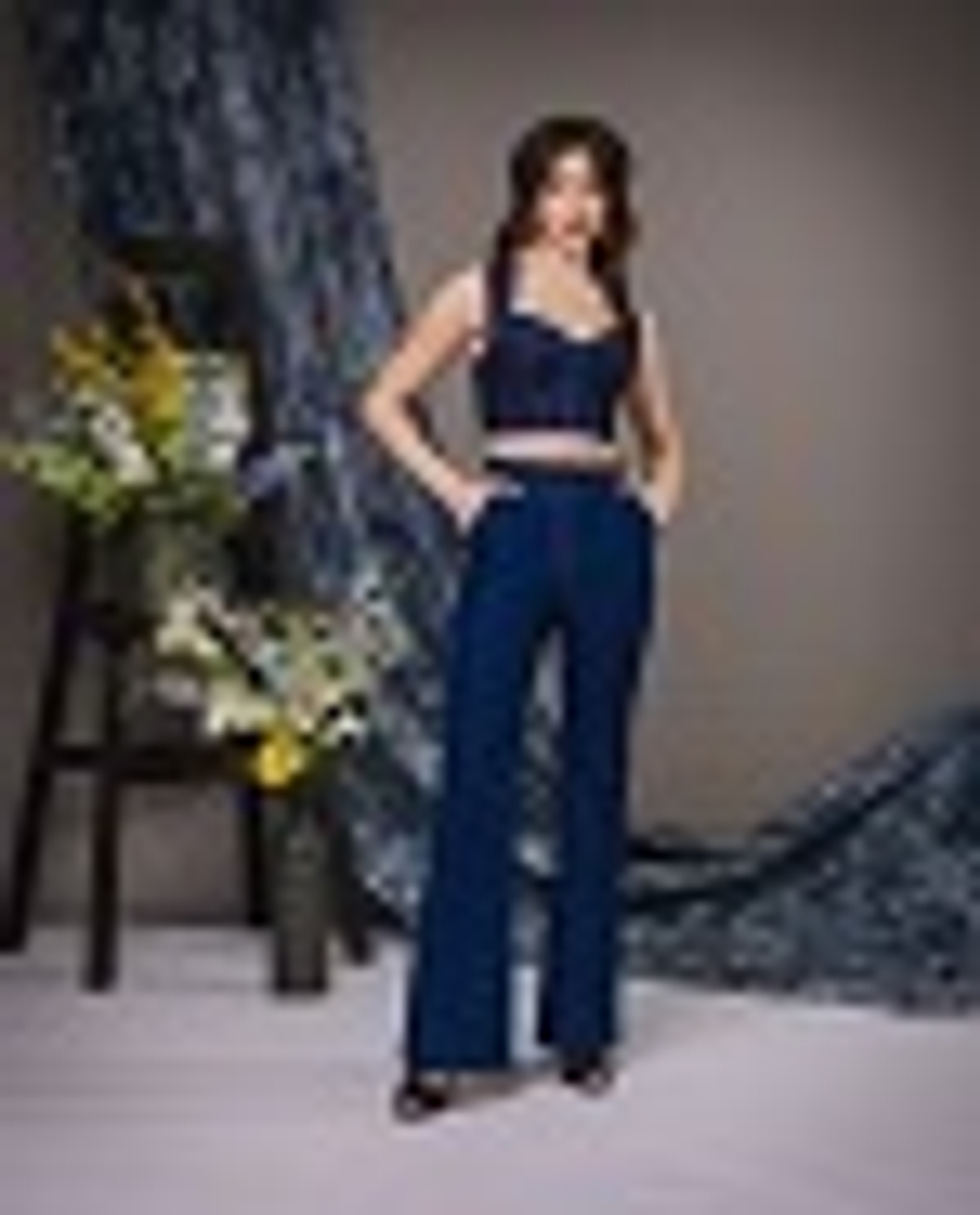 03-03-22 SS Брюки-палаццо, синий джинсовый L