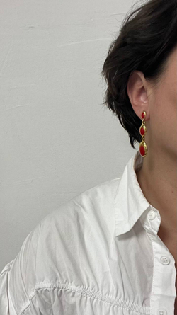 Серьги с красной эмалью Napier