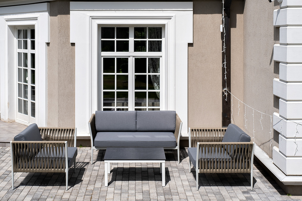 "Касабланка" лаунж-зона плетеная из роупа 4-местная, цвет серый