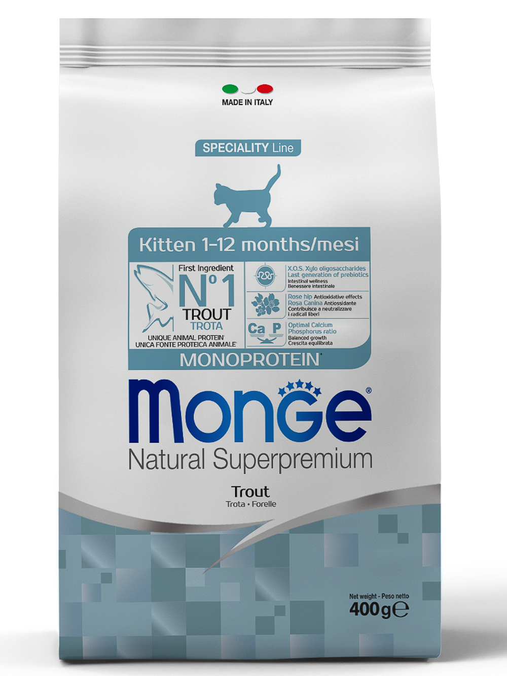 Сухой корм Monge Cat Speciality Line Monoprotein для котят и беременных кошек с форелью 400 г