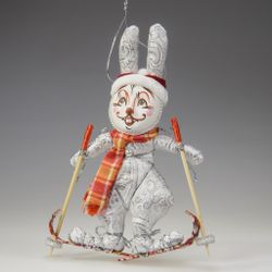 Елочная игрушка  Кролик-лыжник
