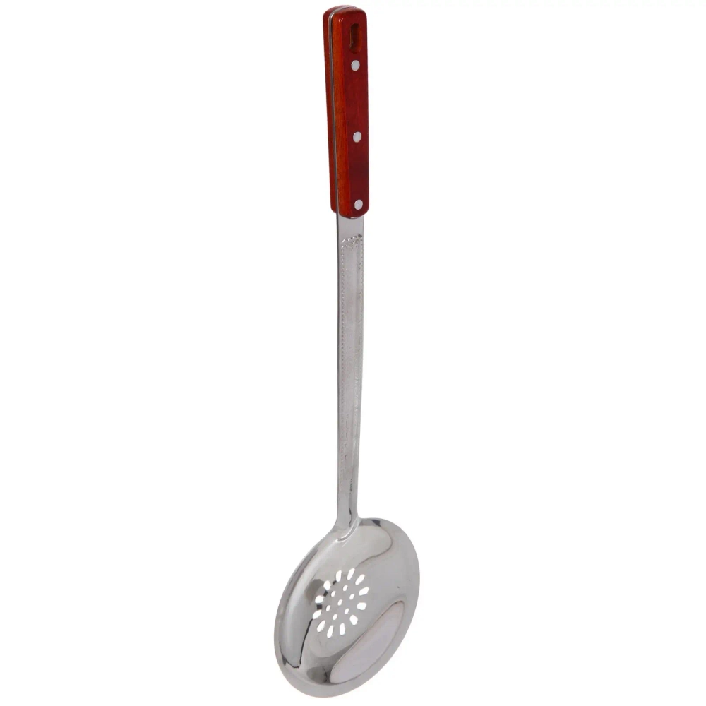 Шумовка из нержавеющей стали 47*13см деревянная ручка