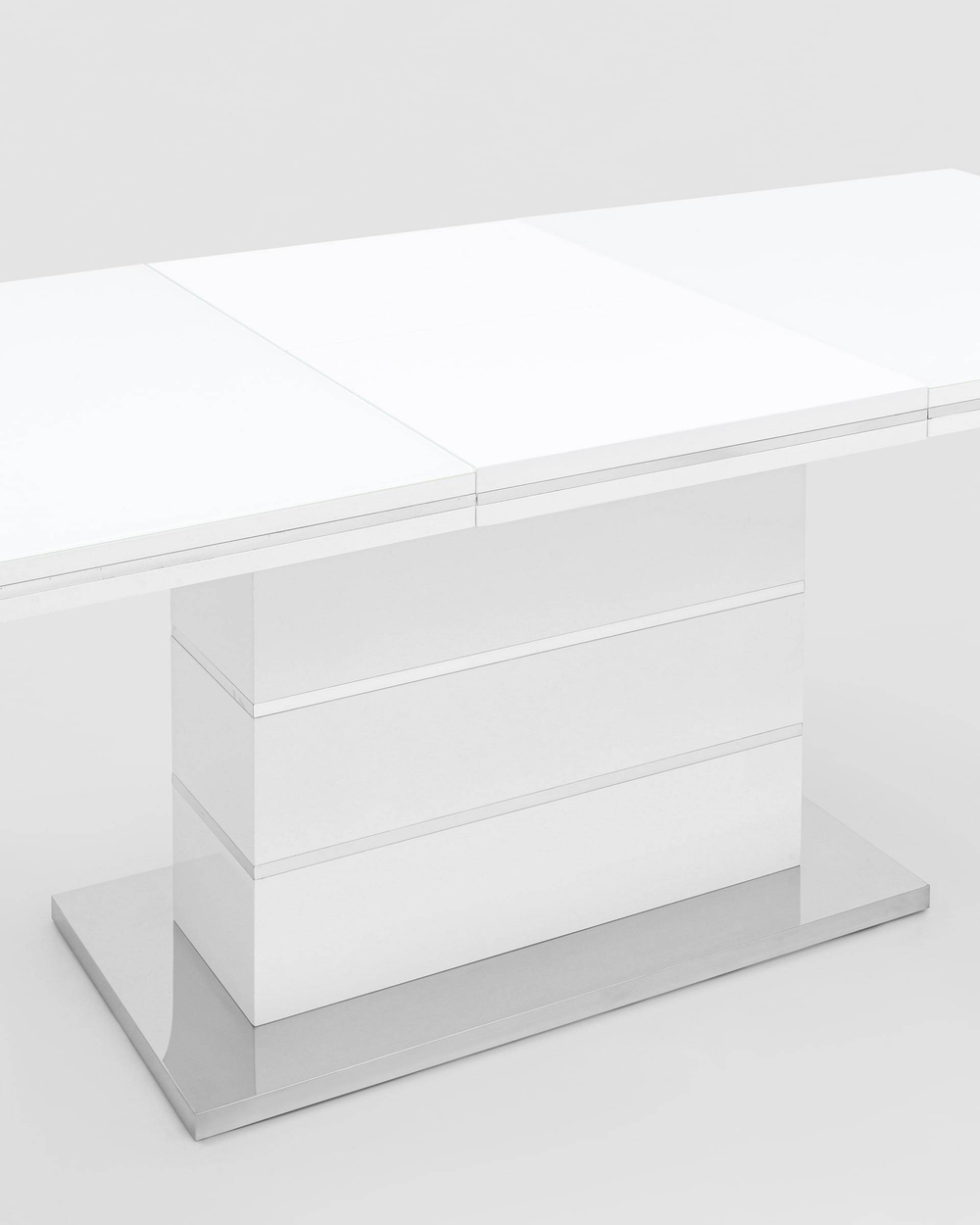 Стол обеденный Глазго раскладной 160-215*90 глянцевый белый