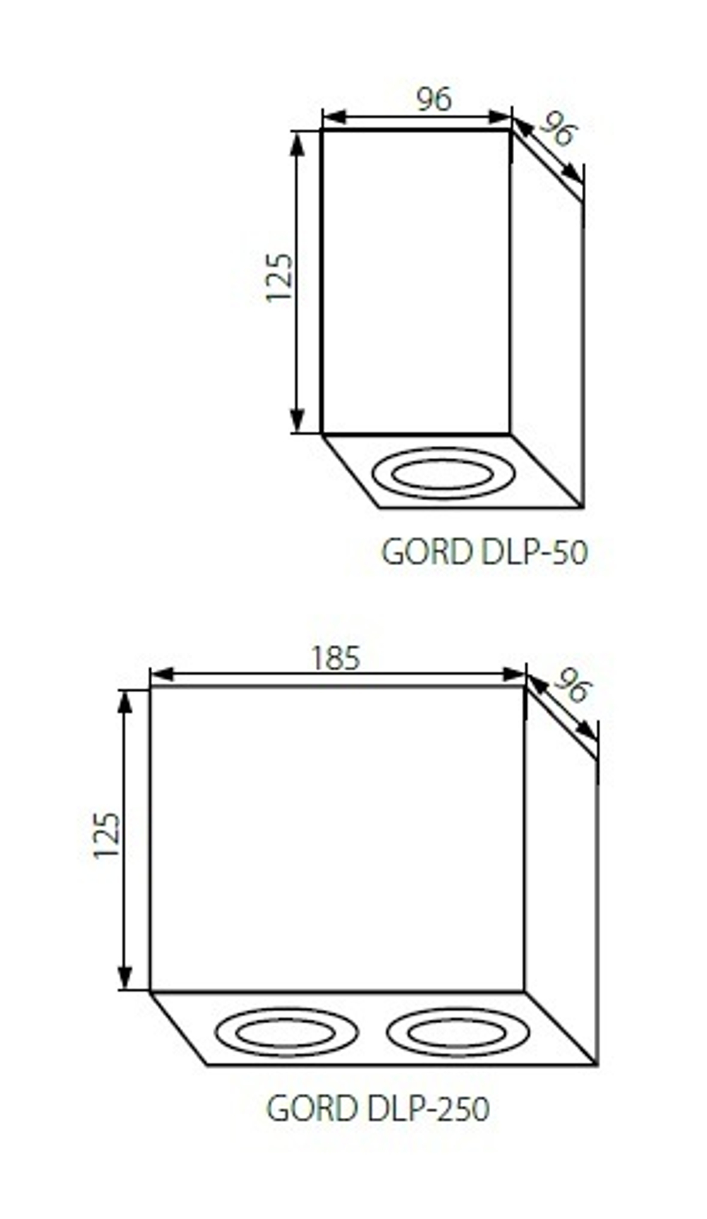 Накладной двойной светильник KANLUX GORD DLP 250-W 2xGU10
