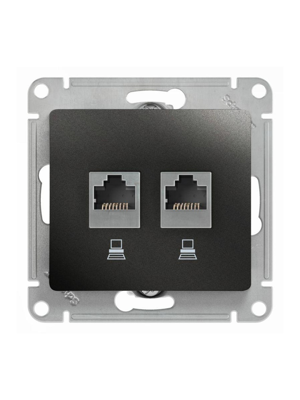 Розетка компьютерная 2-м Glossa RJ45 кат.5E механизм антрацит SE GSL000785KK