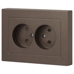 Розетка Intro Accent 6-204-08 двойная 2х2P 16А-250В IP20 СУ AL/CU бронза