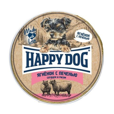 Happy Dog консервы для собак с ягненком, печенью, сердем и рисом 125 г паштет (ал.баночка) (Россия) Natur Line