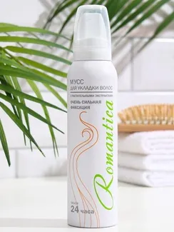 Мусс для волос "Романтика" очень сильн. фикс. с раст.экстрактами, белый, 145 мл