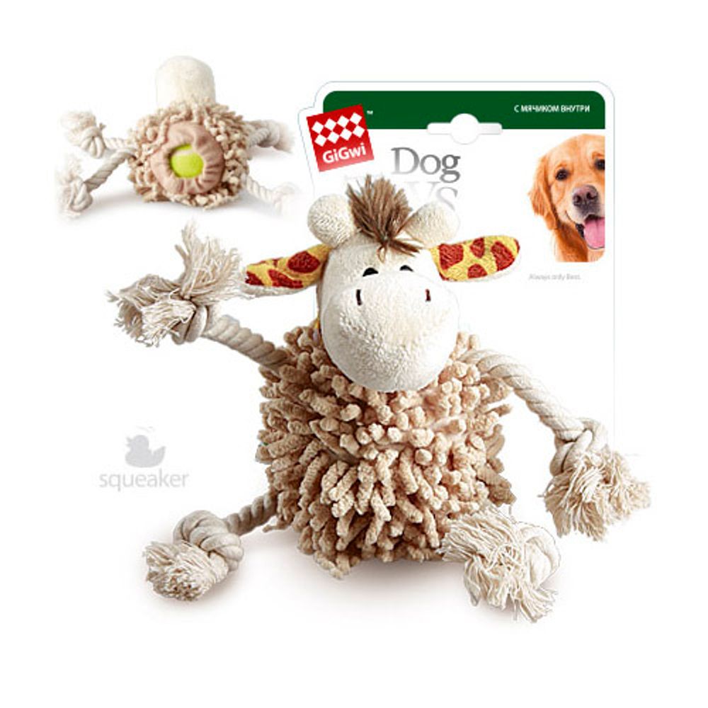 Gigwi CATCH &amp; FETCH игрушка для собак жираф с теннисным мячом 20 см