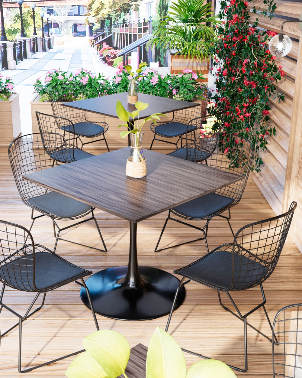 Стул обеденный Bertoia черный с черной подушкой