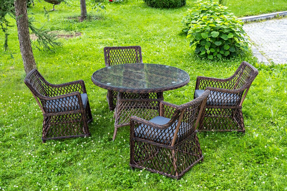 "Доппио" обеденная группа плетеная, цвет коричневый