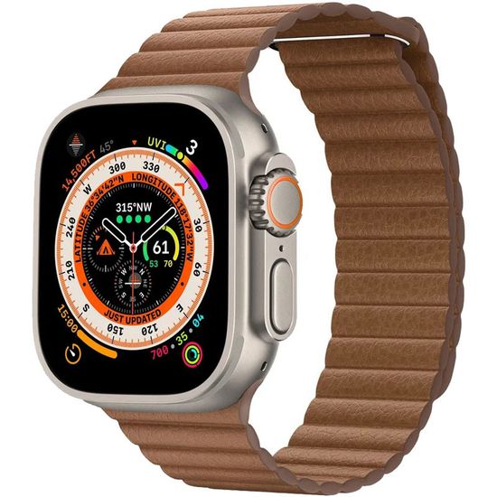 Apple Leather Loop for Apple Watch 42|44|45|49mm M Saddle Brown (Золотисто-коричневый) MXAF2ZM/A