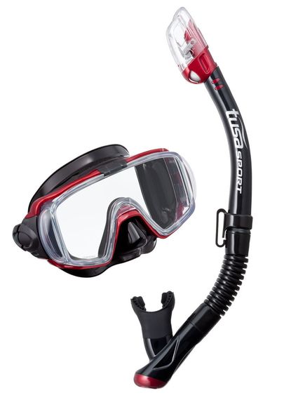 Набор маска+трубка в сумке TUSA Sport Black Series красный
