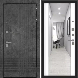 Входная металлическая дверь с зеркалом Бункер BN-08 Марморино темный/ зеркало ФЛЗ-1 белый софт