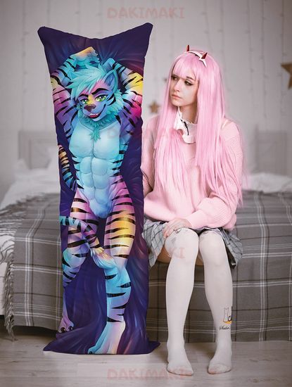 Дакимакура фурри Радужный тигр арт. 0676