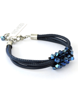 4719 Coeur de Lion браслет с кристаллами Сваровски и мягкой кожи наппа в 4 сложения сине-сапфирового цвета.