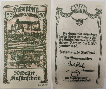 Австрия 50 геллеров Зитценберг 1920 aUNC