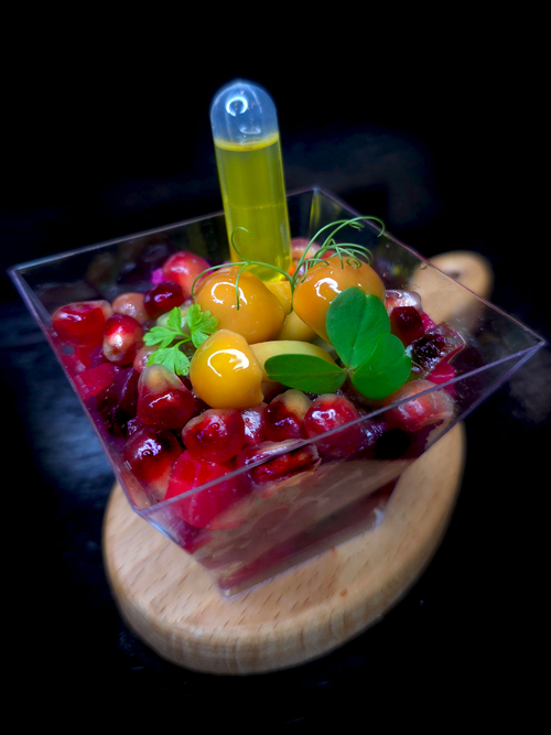 Винегрет с опятами и зернами граната