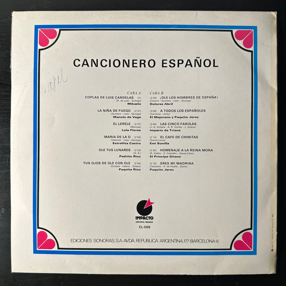 Сборник Cancionero Espanol (Испания 1974г.)