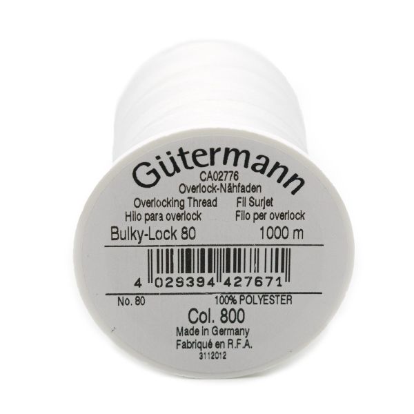 Нить текстурированная Gutermann Bulky-Lock 80 (1000 метров), 5 кат. | _800 белый (Arta 001)