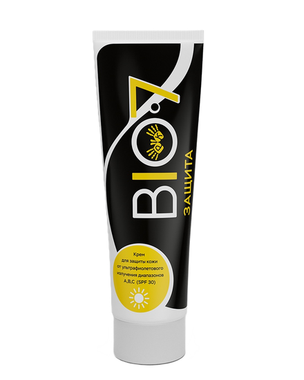 Крем "БИО7" от УФ-излучений спектра A,B,C (SPF 30) и неблагоприятных условий окружающей среды 100гр